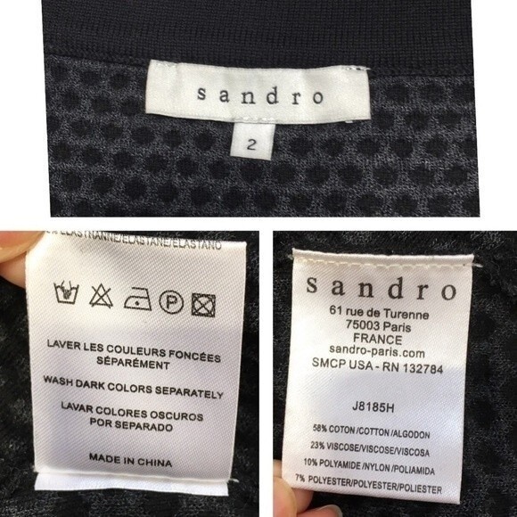 Sandro Jeu Dot Jacquard Flare Skirt Anthracite 6 - Picture 5 of 8